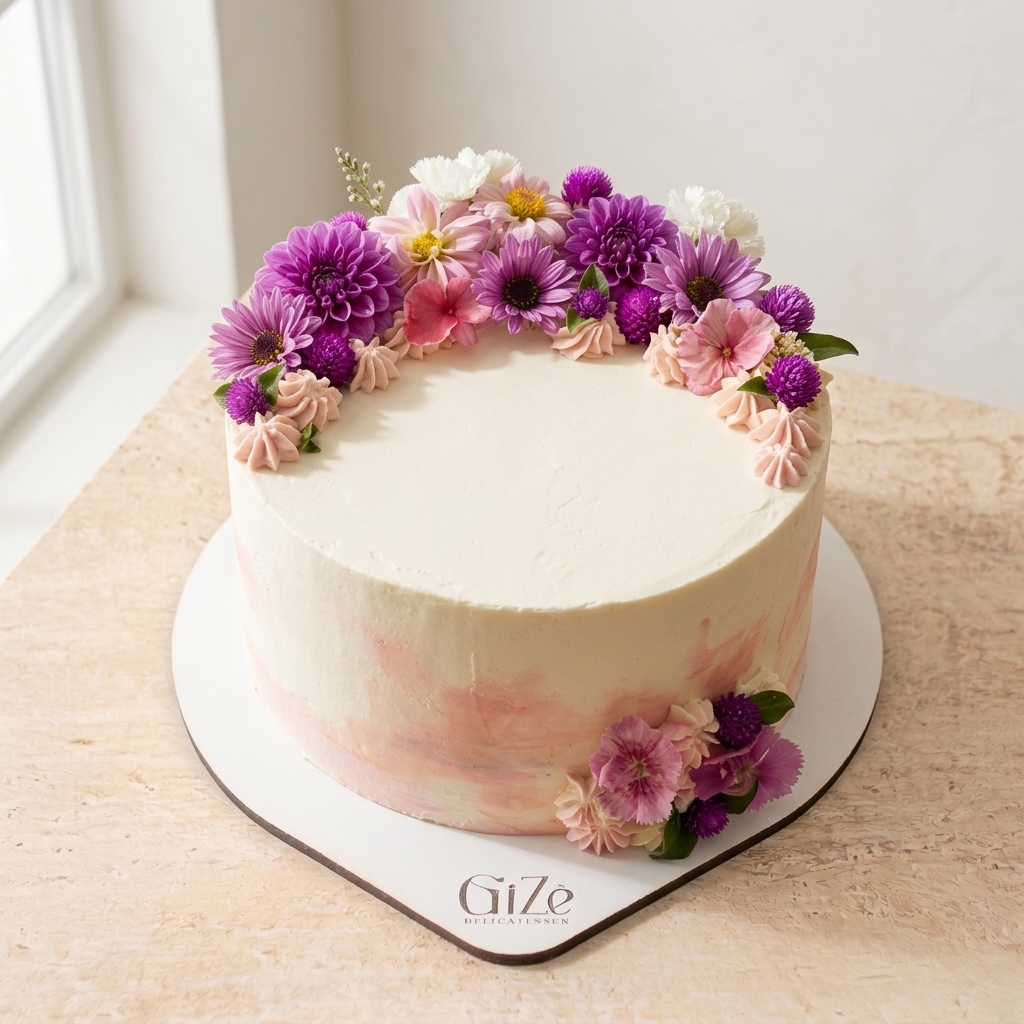 Torta Tradicional de Buttercream GiZè — Vista Diagonal Superior