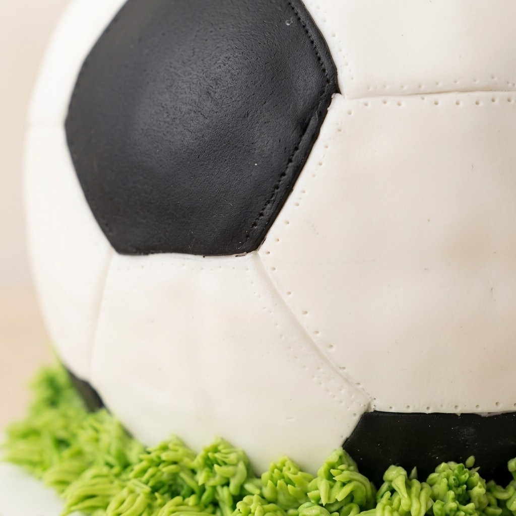 Pelota de Fútbol 3D · Detalle de Costuras y Césped