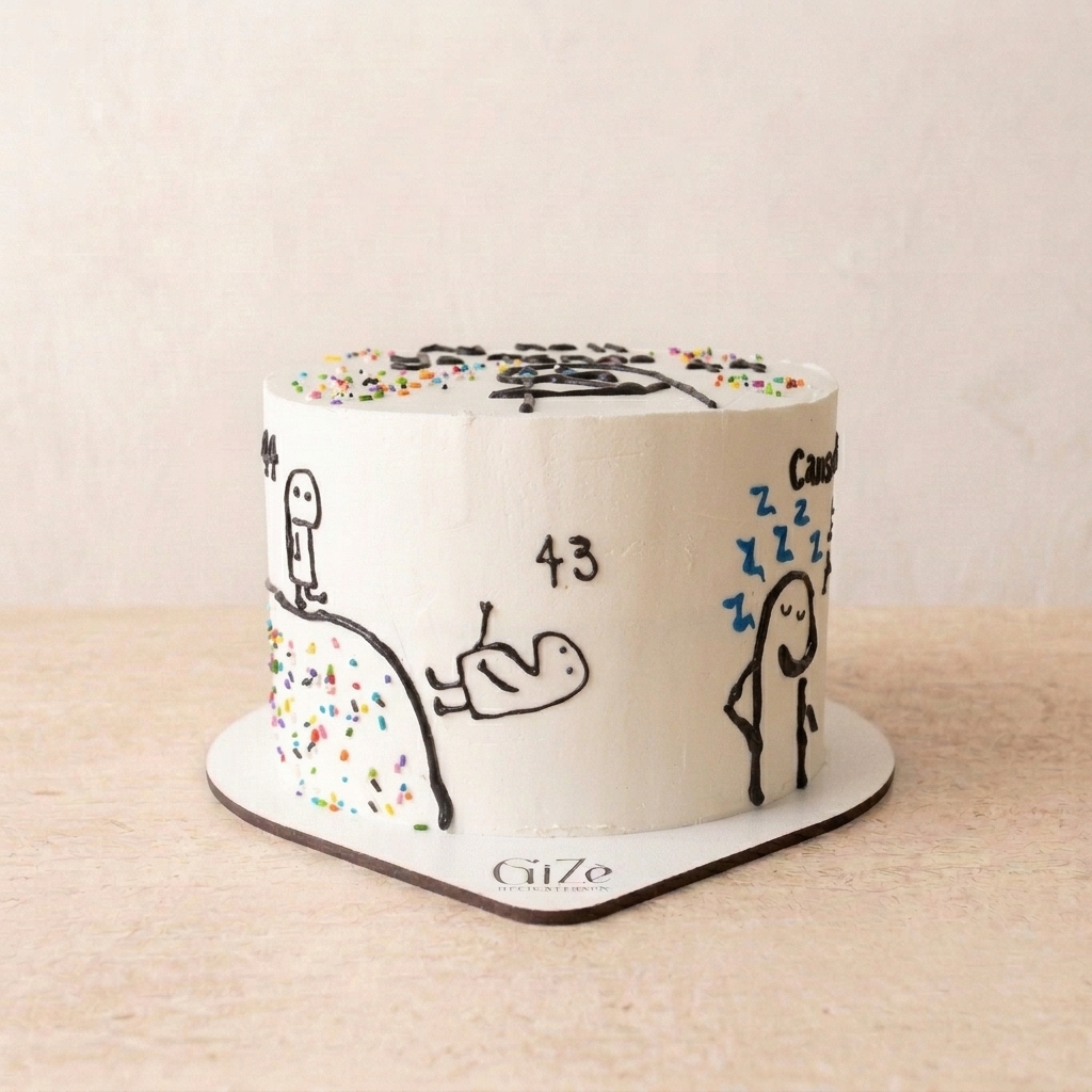 Torta Flork — 44 Vintage con Números en Chocolate — Perfil Frontal Artesanal