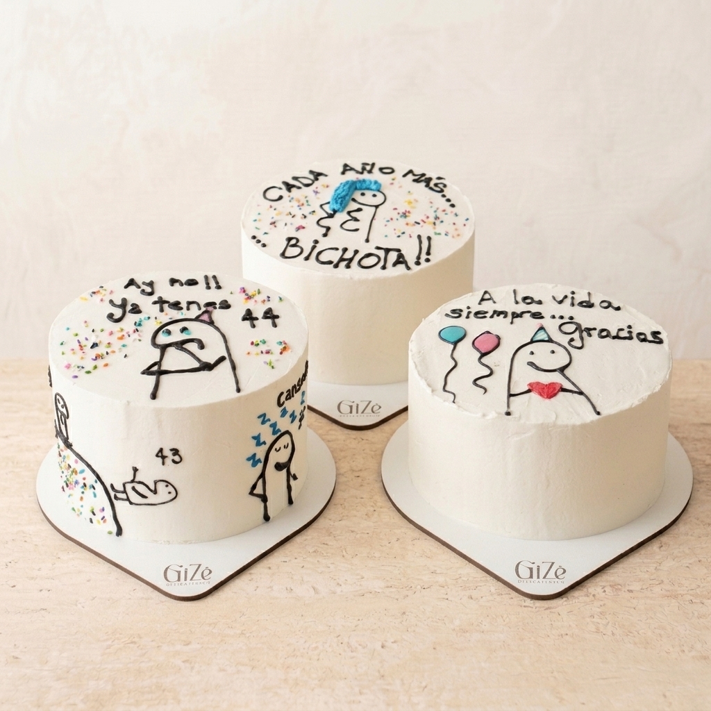Torta de Celebración & Frases Cómicas (Humor & Tendencia) (Chica (12 a 15 personas), Húmedo de Vainilla Clásica, Dulce de Leche Repostero + Ganache de Chocolate Semiamargo)